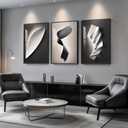 Framed Large Modern Black and White for Living Room Abstract Wall Art, Bright Style 3 Piece Wall Decor, Artwork for Walls, Paintings Pictures for Hallway, Dining, Office 24x36 Inch (36" H x 72" W, Black and White Bright Style)