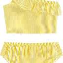 LIZENS Girls Two Piece Swimwear Ruffle Trim 2-12Years Flounce Striped Beach Bathing Suit