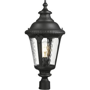 Emliviar 25" Lamp Post Light Fixture with Water Ripple Glass, Waterproof Outdoor Pole Light in Black Finish for Yard and Garden, XE265P-SW BK