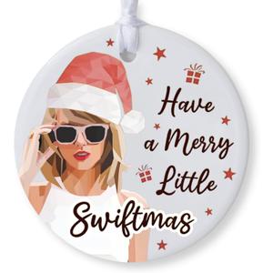 2 x Merry Christmas Ornament, Have a Merry Little Swift Ceramic Christmas Tree Ornament, Gift for Music Lovers, Giftbox Included