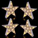 Tarpop 4 Pcs Star Plastic Night Light Battery Operated LED Marquee Star Sign Party Movie Theater Decor Room Wall Lamp for Kids Baby Child Girl Gifts, Birthday Party Christmas Home Bar(White)