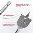 13 Piece Spade Drill Bit Set, Paddle Flat Bit for Woodworking, Hole Cutter Wood Drill Bit Set with Quick Change Shank, 1/4" to 1-1/2", Nylon Storage Pouch Included