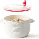 Adewnest Ceramic Soup Bowl with Lid & Handle: 32 oz Large Kitchen Container for French Onion Meal Prep Cereal Ramen Oatmeal Dorm Living Single Serve Dinner Work Lunch Food Storage - White 1 PCS