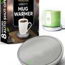 Coffee Mug Warmer with Auto Shut-Off  Compact 17W Cup Warmer for Desk with Gravity Switch  Electric Candle Warmer Plate for Jar Candles  Keeps Coffee, Tea & Drinks Warm  Safe & Durable (Silver)