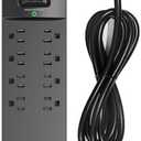 Power Strip - Addtam Surge Protector with 10 Outlets and 4 USB Ports, 6 Feet Extension Cord with Flat Plug, 2700 Joules, ETL Listed, Black