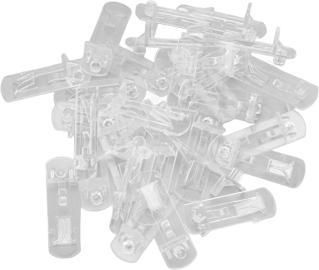 Sonew 30pcs Plastic Locking Shelf Pins, Locking Shelf Support Pegs with Clear Clips for 18 To 20mm Cabinet Shelf