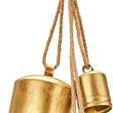 Christmas Bells for Decorations, Rustic Christmas Decor Vintage Style, Brass Shabby Chic Hanging Decoration Set of 3 (Brass)