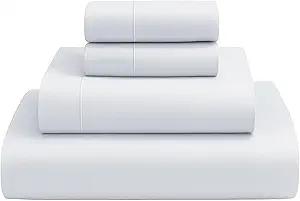 MyGiza Sheets,100% Certified Giza Egyptian Cotton Sheets-King Size Giza Cotton Sheets Set to Fit Upto 18 Inches Deep Mattress (4 Pcs) White