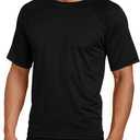 Kanu Surf Men's Swim Shirt with Short Sleeves  UPF 50+ Rash Guard Quick-Dry Fabric (3X, Black)