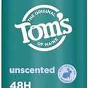 Tom’s of Maine Unscented Natural Deodorant for Men and Women, Aluminum Free, No Artificial Fragrances, Dyes, or Preservatives, Baking Soda Free, 48 Hour Odor Protection, 3.25 oz, Set of 2