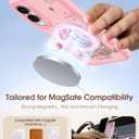 Uppuppy for Samsung Galaxy S25 Edge Case - Compatible with MagSafe for Women Girls Bulit-in 360 Rotatable Magnetic Ring Holder Kickstand Cute Aesthetic Pink Castle Design for Samsung S25 Edge