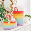 OrganiHaus Rainbow Nursery Storage Basket, Cotton Rope Toy & Diaper Caddy Organizer with Handles, Baby Diaper Organizer, Foldable Design, Machine Washable, Ideal for Baby Room & Laundry