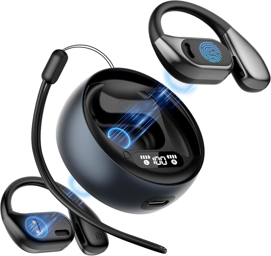 AI Translation Earbuds, OWS Real-Time Translation Language Translator Earphone One Year Free Subscription Translation Device with Technology 144 Languages & 8 Offline Packs (Black)