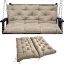 Swing Replacement Seat Cushions, 2-3 Seater Bench Cushions for Outdoor Furnitur with Backrest, Garden Recliner Seat Cushions Waterproof Sofa Pads (Khaki, 60x40in)