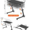 Adjustable Folding TV Tray Table, Mobile TV Dinner Tray for Eating on Couch, 31.52 inches x 15.76 inches x 19.7 inches
