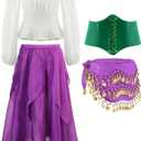 Tarpop 4 Pcs Halloween Gypsy Costume Accessories for Women Pirate Dancer for Renaissance Medieval (Medium)