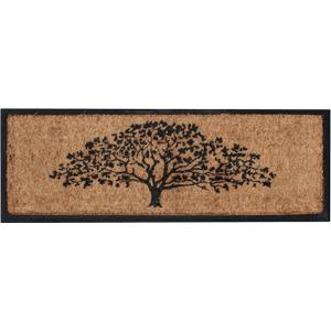 A1HC Natural Coir and Rubber Flocked Large Door Mat 18" x 48", Thick Durable Doormats for Outside Entrance,Heavy Duty,Thin Profile, Long Lasting Entry Mat, National Oak Tree Black