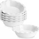 MALACASA Ceramic Mini Pie Pans Set of 6, 6 Inch Pie Plates for Baking with Ruffled Edge, Small Quiche Baking Dish Pans Tart Pans, Individual Pot Pie Plates, Microwave & Oven Safe, White