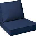AAAAAcessories Outdoor Deep Seat Cushions with Double Welted Pillow, Waterproof, Fade-Resistant Patio Furniture Replacement Cushions, 24" x 24" x 5" + 24" x 19", Navy Blue