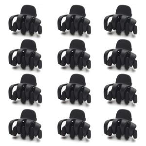 Cobahom 12 Pack Small Hair Claw Clips 1.2 Inch Matte for Thin Hair No-Slip Mini Styling Accessories for Women and Girls (Matte Black)