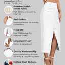 Hybrid & Company Women's Long Denim Skirt Stretch Jean Skirt for Office and Casual Wear (White, M)