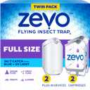 Zevo 2 Flying Insect Traps & 2 Refill Cartridges - Plug in Fly Trap & Indoor Bug Catcher for Gnats, House & Fruit Flies - Blue & UV Light Technology, Mess-Free Alternative to Bug Zapper