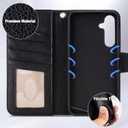 Arae Case for Samsung Galaxy A55 Wallet Case Flip Cover with Card Holder,Faux Leather Galaxy A55 Case Wallet for Women and Men with Kickstand Wristlet Strap RFID Blocking, Litchi Black