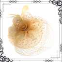 dressfan Fascinator Hat Womens Vintage Wedding Veil Hat 20s Hair Accessories for Derby/Wedding/Cocktail/Tea Party (Beige)