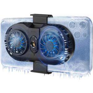 Neveika Phone Cooler, Cellphone Radiator with Dual Semi-Conductor Cooling Chip, Mobile Phones with a Width of 6 to 8 cm for Tiktok Live Streaming, Outdoor Vlog, Mobile Gaming. (Twin Turbo)