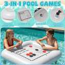 3-in-1 Pool Games Set Inflatable Giant Tic Tac Toe Checkers Board Game with 24 Chips 3.48Ft Double-Sided Foldable Float Water Toys Outdoor Play for Summer Swimming Pool Family Reunion Party