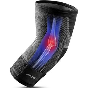 APOYO Elbow Brace for Tendonitis and Tennis Elbow, Elbow Compression Sleeve, Tennis Elbow Brace for Women and Men w/ Adjustable Strap for Tennis Elbow Relief, Weightlifting, Arthritis, Workouts, XL