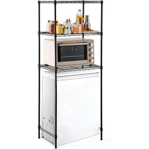 Yaocom Mini Fridge Shelf Stand with Storage Dorm Refrigerator Microwave Organizer Adjustable Height Metal Steel Black Wire Shelving Station Cabinet for Office Space Saving, 63 x 24 x 18 inches
