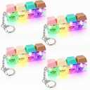 Keyboard Fidget , Keyboard Fidget Keychain 4-in-1 Keyboard Decompression Button Finger Clicker Toys, Button Stress Relief Fidget Gifts to Relief Stress (Macaron-4)
