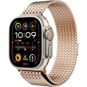 LULULOOK Milanese Mesh Loop Compatible with Apple Watch Band 49/46/45/44/42/41/40/38mm for Men Women, Stainless Steel Magnetic Buckle Strap for iWatch Ultra 3/2 Ultra Series 11 10 9 8 7 6 SE 5 4 3