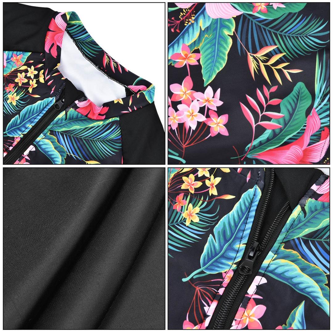 Women's UPF 50+ Active Rashguard One Piece Long Sleeve Swimsuit Zipper Surfing Swimwear, L