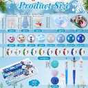 300 Pcs Focal Beads for Pens AB Color Acrylic 3D Focal Colorful Beads Bulk Round Rhinestone Spacer for Beadable Pen Keychain Making Jewelry Bracelet Necklace Charms Crafts (Winter Style)