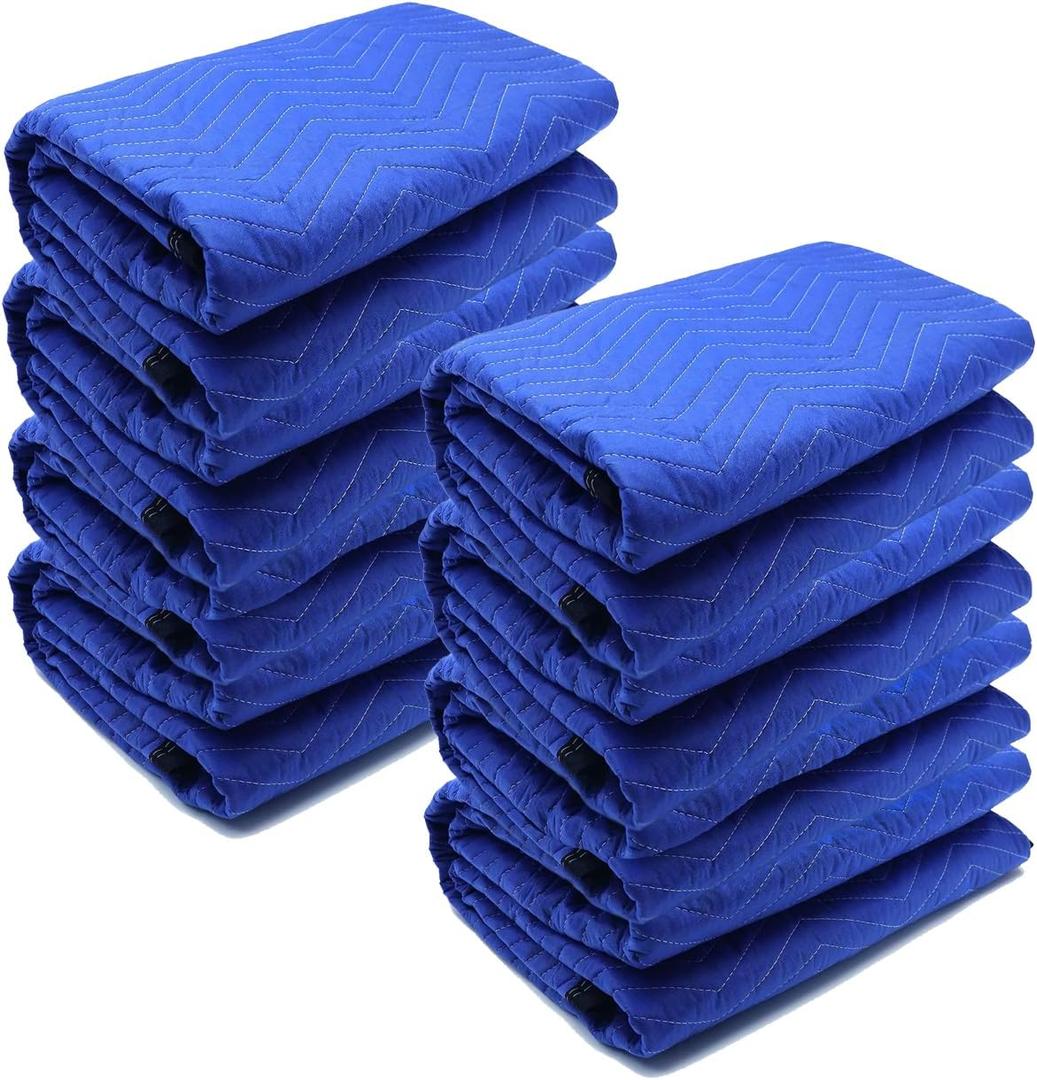 8 Pack Moving Blankets 40x72in Heavy Duty Padded Packing Blankets for Moving Shipping Protecting Furniture Professional Quilted Furniture Blankets for Moving Supplies