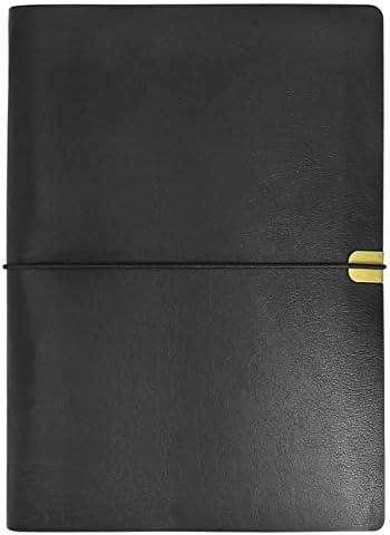 KAFENDA Refillable Leather Notebook Comes with 80 Sheets/160 Pages, A5 Binder 6 Ring, PU Vegan Leather Cover，5.6" x 8.2"（Black）