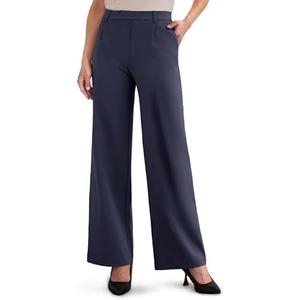 ESOFT Womens Dress Pants Wide Leg Women High Waisted Business Casual Trousers with Pockets Pull On Stretchy Work Pants Royal Blue L 30" Inseam