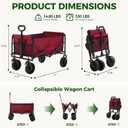 OLIXIS Collapsible Wagon 102L Standard Heavy Duty Utility Folding Wagon Cart with Lockable Brake Wheels 330 lbs Weight Capacity, Flexible Handle for Beach, Grocery, Camping, Sports & Garden, Red
