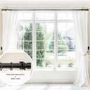 BlastHome® Non-Adjustable Luxury Curtain Rods for Windows, 1 ¼” Rod Set, 12 foot Fixed Length (Three Rods Connect for a Seamless Look), Tuxedo Black