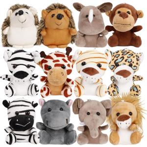 Small Stuffed Animals Bulk, 12 Pieces Cute Plushies, 4.5 Inch Mini Plush Toys, Treasure Box Toys for Classroom, Party Favors for Kids, Plush Keychain, Claw Machine Prizes