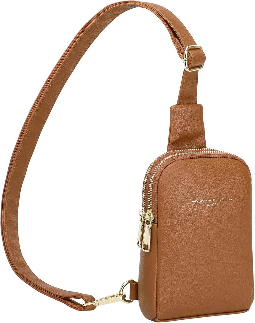 INICAT Women's Small Sling Bag, Lightweight Everyday Vegan Leather Crossbody Purse for Daily Essentials and Travel Light