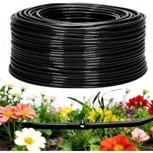 1/4" Drip Irrigation Tubing with 6" Emitter Spacing, (650 Ft Roll) Hydroponics Dripline with Built-in 0.5 GPH Dripper, Saving 80% Water, Drip Line for Greenhouses and Dense Planting Areas (Black)