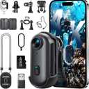 4K Mini Body Camera, Wearable Action Body Cam, Sports Action Camera Thumb Size Hands-Free Recording Body Worn Camera, Premium Portable Camcorder Mount Anywhere for Work, Travel, Fishing(Black-128G)