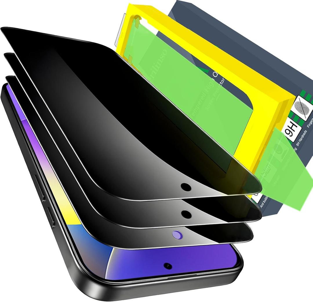 Ferilinso [Auto Dust Install] 3 Pack Privacy Screen Protector for Google Pixel 10 Pro XL, Tempered Glass Phone Case Friendly Accessories, Protector de Pantalla for Google Pixel 10 Pro XL