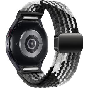 Nylon Bands for Samsung Galaxy Watch 7 6 5 4 FE 40mm 44mm/6 Classic 43mm 47mm/4 Classic 42mm 46mm/5 Pro 45mm,One Click Attachment,No Gap Magnetic Fabric Braided Strap for Galaxy Watch Band Women Men (20mm, Chocolate)