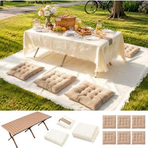 10 Pcs Boho Picnic Set, Extra Large Boho Picnic Set for Camping & Party, 59 x 28 in