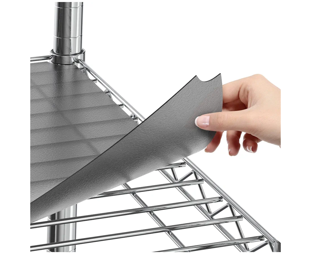 Sterling Shelf Liners for Wire Shelf System - Set of 4-14 x 36 inch - Plastic Wire Shelving Shelf Mats - Grey