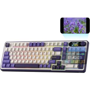 RK ROYAL KLUDGE S98 Mechanical Keyboard w/Smart Display & Knob, Top Mount 96% Wireless Mechanical Keyboard BT/2.4G/USB-C, Hot Swappable, Software Support, Massive Battery, 98 Keys (Lavender Purple)